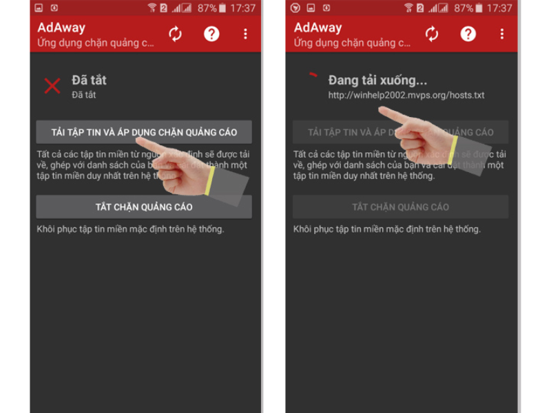 chặn quảng cáo trên android đã root