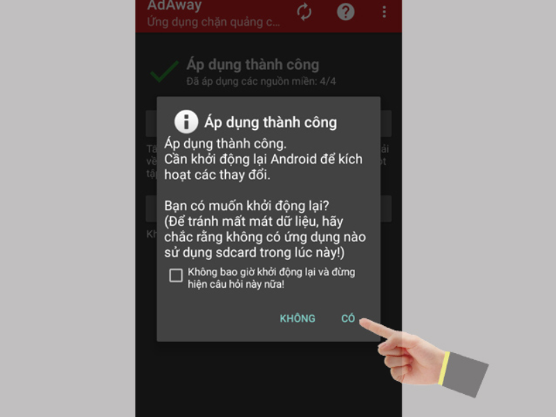 chặn quảng cáo trên android đã root