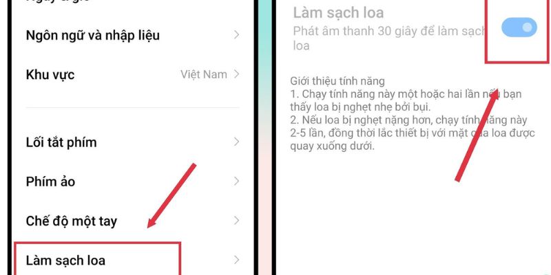 làm sạch loa điện thoại xiaomi