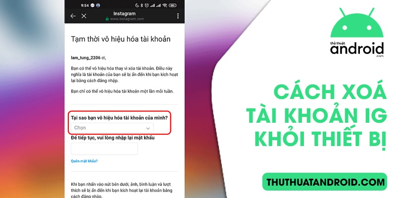 cách xoá tài khoản ig khỏi thiết bị