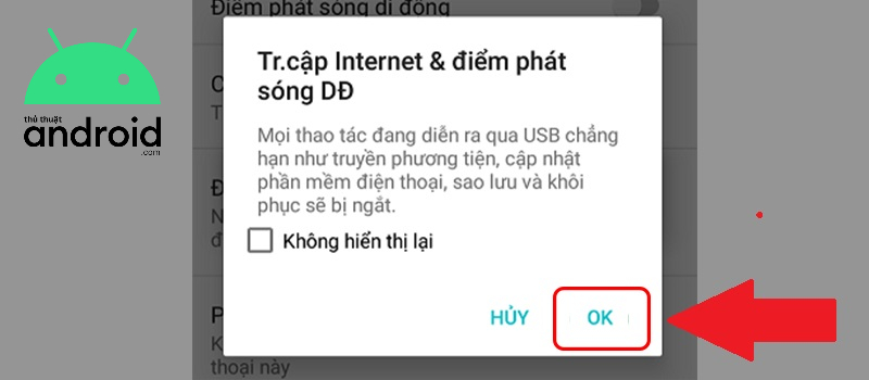 kết nối internet cho điện thoại qua cổng usb