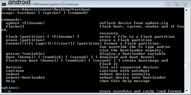 lệnh Fastboot