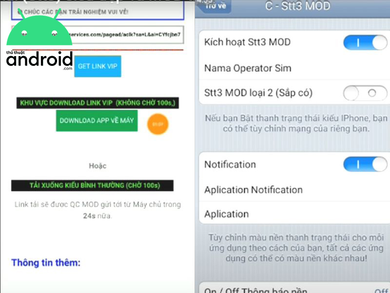 mod thanh trạng thái Android