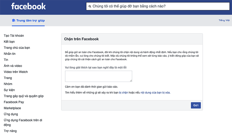 Tài khoản Facebook bị hạn chế